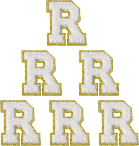 Vista 123 de 6 piezas de parches de letras de chenilla autoadhesivas, parches de letras preppy de 2 pulgadas para bolsos, ropa y sombreros, grandes pegatinas