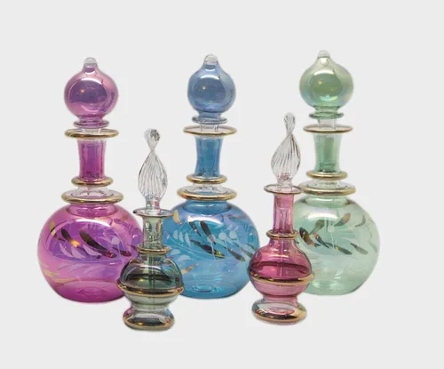 Vista 2 de Kemet Art - Juego de 5 botellas de vidrio de perfume egipcio (colección Cleopatra)