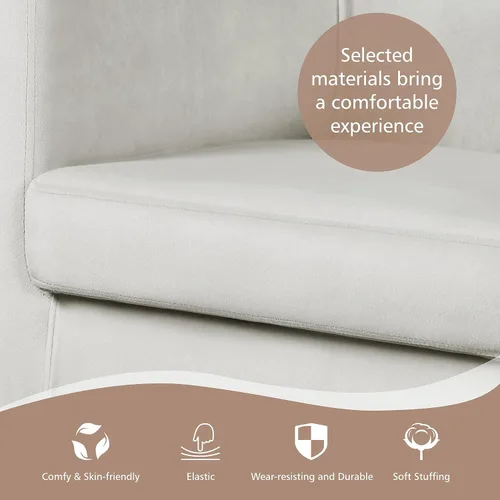 Vista 8 de Yaheetech - Silla de terciopelo decorativa, sillones modernos y cómodos, silla de sofá de barril tapizada para sala de estar, dormitorio, sala