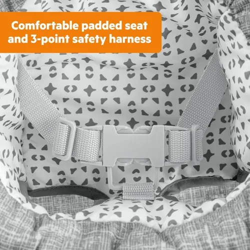 Vista 5 de Bright Starts Learn-to-Sit Asiento de suelo para bebé, 2 posiciones para crecer con bebé, silla de bebé portátil, incluye juguetes sensoriales, Gris