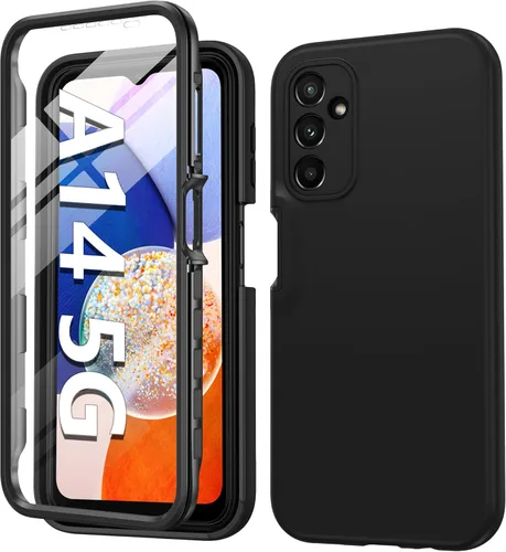 Vista 15 de FNTCASE Funda para Samsung Galaxy A14-5G: Funda protectora de teléfono transparente a prueba de golpes con protector de pantalla incorporado - Funda