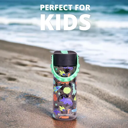 Vista 206 de Elemental Botellas de agua para niños – Botella de agua para niños Splash para la escuela con mango Pop-it – Botella de agua de plástico Tritan sin