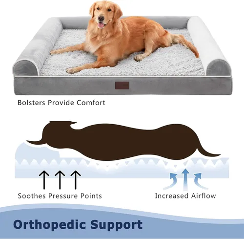 Vista 4 de WESTERN HOME Cama grande para perro, camas ortopédicas para perros con forro impermeable, sofá XL para mascotas con funda extraíble lavable y parte