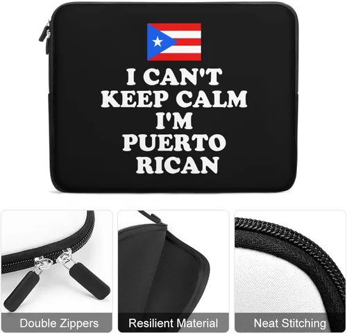 Vista 6 de Funda protectora para laptop con texto en inglés "I Can't Keep Calm I'm Puerto Ricane", funda protectora para laptop, maletín de transporte