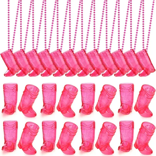 Vista 16 de Sieral 12 Piezas de Vasos de Chupito de Bota en Collar con Cuentas, Collar de Vaso de Chupito de Vaquera de Plástico, Collar de Vaso de Chupito