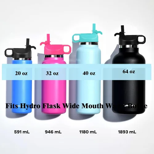 Vista 4 de Hydro Flask - Tapa de popote compatible con botellas de agua de boca ancha de 12, 32, 40, 64 onzas, diseño de cubierta antipolvo