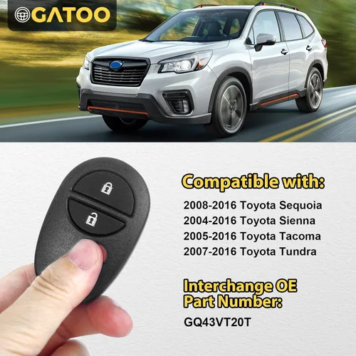 Vista 3 de Llavero compatible con Toyota Tacoma Sienna 2004 2005 2006 2007 2008 2009 2010 2011 2012 2013 2014 2015 2016, Tundra 07-16, Sequoia 08-16 sin llave