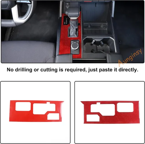 Vista 21 de Aunginsy Marco para panel de cambio de marchas con caja de almacenamiento Compatible con Toyota Tundra/Sequoia 2022-2024 2025 Protector contra