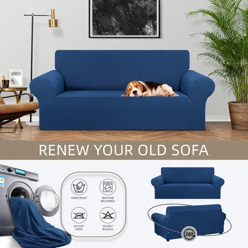 Vista 3 de KEKUOU - Funda elástica para sofá biplaza, fundas para sofá de 2 cojines (de 55 a 79 pulgadas), protector de muebles con parte inferior elástica