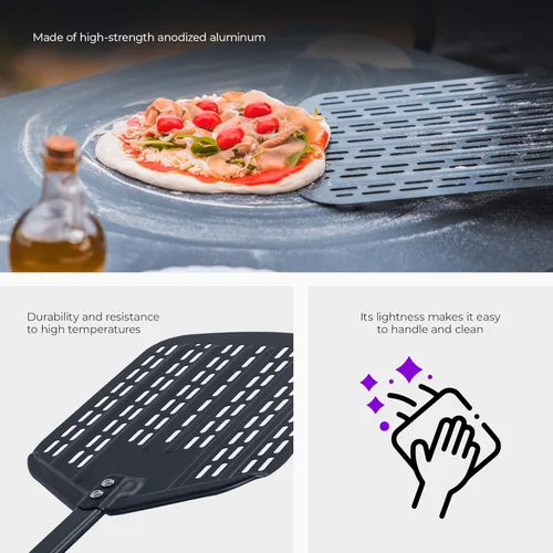 Vista 4 de CETRO Pizza Peel Aluminio anodizado Perfecto para pizza napolitana