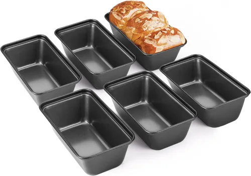 Vista 9 de HONGBAKE Mini molde para hornear pan, 6 x 3.3 x 2 pulgadas, antiadherentes, juego de 3, moldes pequeños para pan de carne de acero al carbono