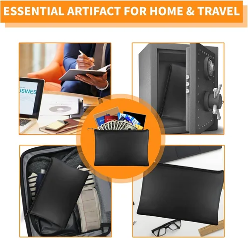 Vista 5 de Bolsa de documentos ignífuga, 11.41 x 8.46 pulgadas, bolsa de dinero ignífuga e impermeable con cremallera, bolsa de almacenamiento segura ignífuga