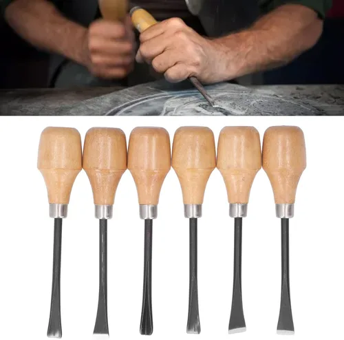 Vista 3 de Juego de herramientas de tallado a mano, juego de cinceles para tallar madera, juego de cinceles para tallar madera, herramientas manuales, mango