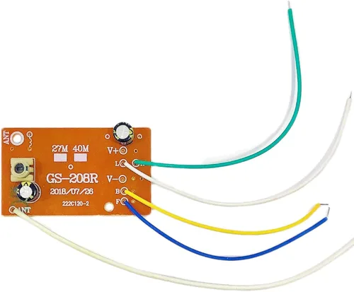 Vista 4 de Tablero de control remoto de cuatro vías de 40 mhz, transmisor y receptor RC, placa circular PCBA, juguete de coche, modelo de robot, accesorios