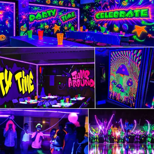 Vista 5 de Ontesik Tira de Luz Negra, 40ft/12m Luz UV Negra Flexible con kit LED, 720 Cuentas de Lámpara, Luz UV de 12V, Danza Interior, Decoración