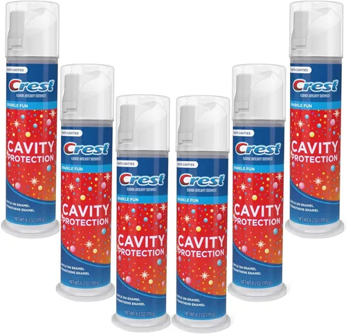 Vista 2 de Crest Pasta de dientes con protección contra caries para niños, Sparkle Fun, tamaño de viaje, 0.85 oz (24 g), paquete de 4