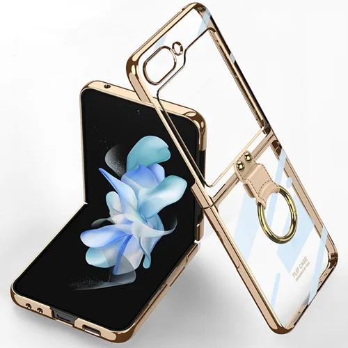 Miimall Funda para Samsung Galaxy Z Flip 5 2023, con soporte de anillo de fácil sujeción, plegable ultrafina, sin amarilleo, cubierta trasera