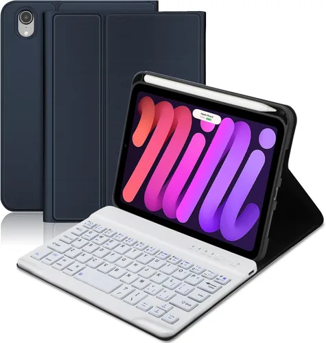 Vista 18 de BORIYUAN Funda con teclado para iPad mini, teclado Bluetooth inalámbrico desmontable delgado con folio inteligente para Apple iPad mini 5 2019/iPad