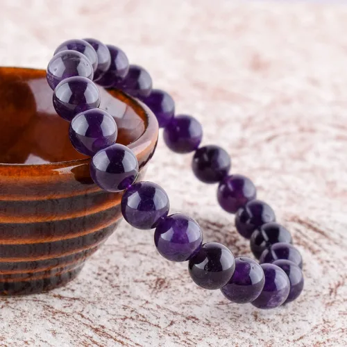 Vista 3 de Pulsera de purificación hecha a mano con piedras preciosas – Pulsera unisex elástica con cristales curativos de chakras, cuentas redondas de cuentas