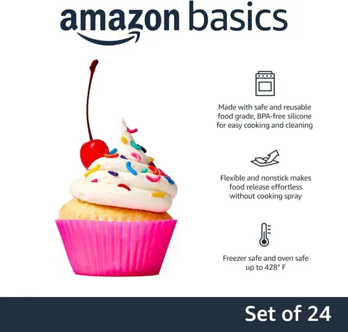 Vista 2 de Yaxa Basics Vasos de silicona reutilizables para hornear, antiadherentes, sin BPA, aptos para lavavajillas, 2.9 x 2.9 x 1.3 pulgadas