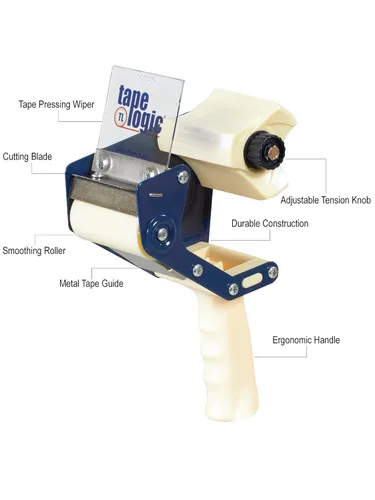 Vista 4 de Tape Logic TLTDHD3 Dispensador de cinta de sellado de cartón resistente, 3 pulgadas, azul/blanco