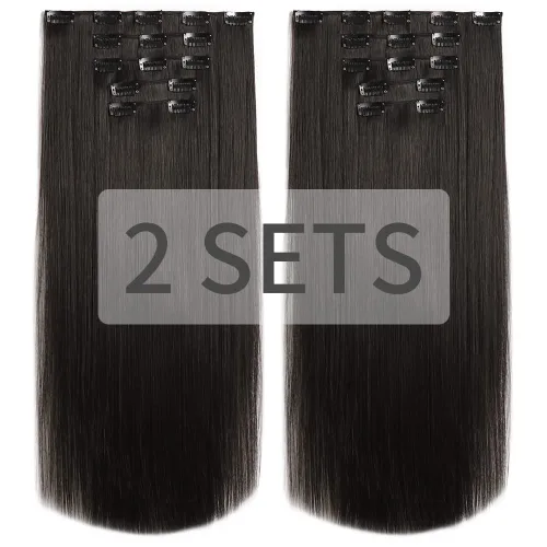 Vista 34 de HSPJHTM Extensiones de cabello castaño rojizo con clip, extensiones de cabello sintético de 22 pulgadas para Halloween, extensiones de cabello