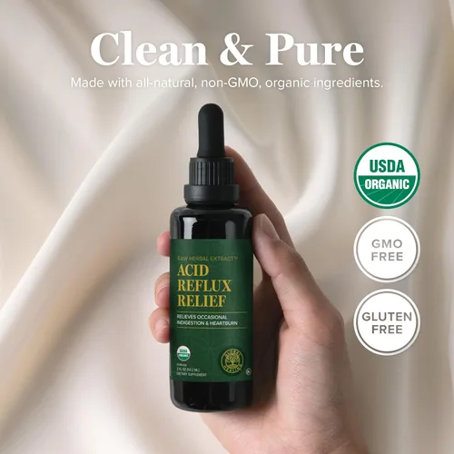Vista 4 de Global Healing Suplemento Líquido Orgánico para Alivio del Reflujo Ácido con Olmo Resbaladizo – Ayuda con Malestar Estomacal, Acidez, Indigestión