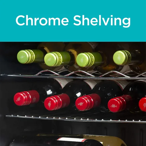 Vista 4 de BLACK+DECKER Refrigerador de vino de 14 botellas con luz interior y control mecánico de temperatura, refrigerador de vino con enfriador de vino