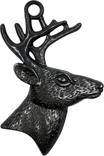 Vista 4 de Juego de 12 ganchos para cortina de ducha de ciervos, anillos rústicos para baño, decoración temática de Navidad, cuernos de reno, madera de ciervo