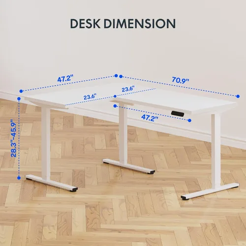 Vista 142 de FLEXISPOT Escritorio de esquina profesional con motor dual en forma de L, escritorio eléctrico de pie, escritorio de pie con altura ajustable, mesa