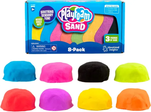 Educational Insights Playfoam Sand - Paquete de 8 unidades – Arena de juego para mesa sensorial, relleno sensorial esponjoso, compuesto de