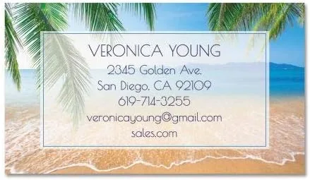 Vista 2 de Seashore - Juego de 250 tarjetas de visita impresas personalizadas, 2 x 3 ½ pulgadas, acabado mate, de una cara, tropical, viajes, playa, tarjetas