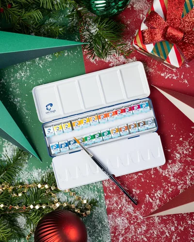 Vista 3 de Van Gogh - Juego de pintura para acuarela, lata de metal, 24 mitades