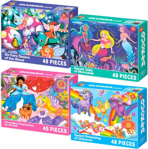 Vista 9 de QUOKKA Rompecabezas Brillantes para Niños de 4 a 6 años – Rompecabezas de 48 Piezas con Forma para Niños Pequeños de 3 a 5 años – Pack de 4