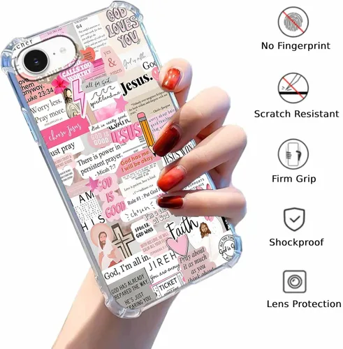 Vista 49 de Cubierta de Teléfono con Versículos de la Biblia y Citas Cristianas de Jesús en Collage, Funda Protectora Suave de TPU de Moda para iPhone 16 Pro, #1