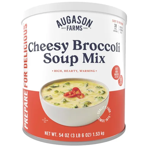 Augason Farms Mezcla para sopa cremosa de brócoli con queso, suministro de comida de emergencia, comidas diarias, 38 porciones