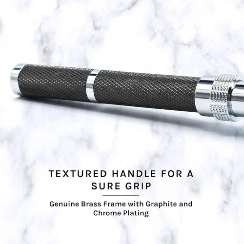 Vista 5 de Parker 96R - Maquinilla de afeitar de seguridad abierta de mariposa de mango largo y 5 cuchillas Parker Premium Platinum de doble filo