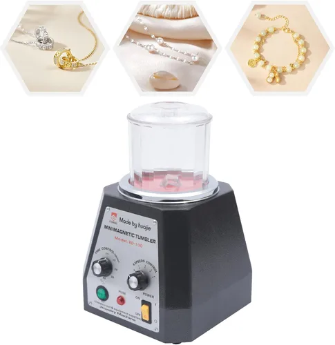 Vista 5 de Máquina pulidora de joyas magnética de 3.937 in, 110 V, vaso magnético con barril de pulido y alfileres de bruñido, vaso de joyería ajustable de 4