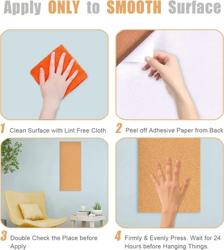 Vista 3 de Azulejos de Tablero de Corcho 17x8, Tablero de Anuncios, Tableros de Corcho Autoadhesivos de 1/2 Pulgada de Grosor para Paredes, Azulejos de Corcho