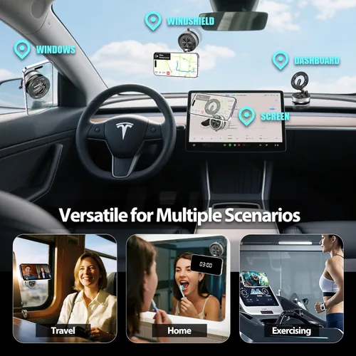 Vista 5 de Soporte de teléfono de coche para MagSafe [96+LBS Ultra Grip 3000gf de potencia magnética] Soporte plegable de 360° para teléfono celular para tu