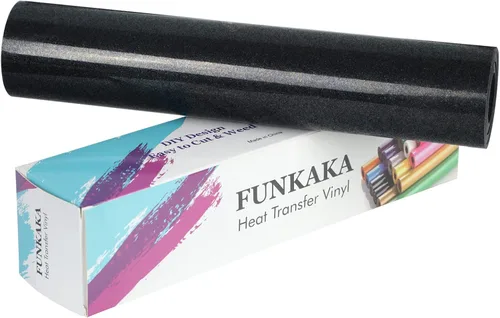 Vista 20 de FUNKAKA Rollos de vinilo de transferencia de calor HTV negro con purpurina, vinilo de poliuretano para planchar de 12 pulgadas x 8 pies, vinilo HTV