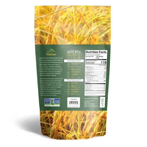 Vista 2 de Arroz salvaje Minnesota 100% natural sin OMG, 5 libras