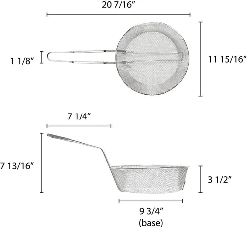 Vista 6 de TrueCraftware - Cesta culinaria redonda de malla fina de 8 pulgadas, niquelada con mango de 9-1/8 pulgadas de longitud, cesta para freír, colador
