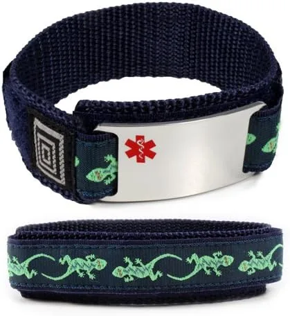 Vista 3 de ALLERGIC TO CODEINE Sport Medical ID Alert Bracelet with Lizard Adjustable Wristband (Hooks and Loops).