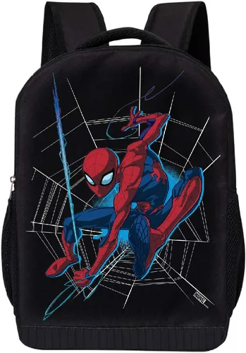 Marvel Mochila clásica de Spiderman de los cómics, bolsa acolchada de malla de aire de 18 pulgadas, Spiderman Web, Mochila Spiderman negro