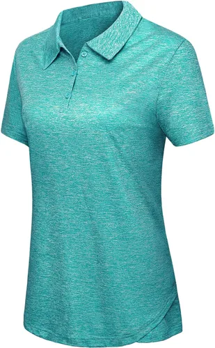 Vldnery Polo Shirts for Women Moisture Wicking Athletic Loose Workout 3-Button Yoga Tennis Golf Button Shirts