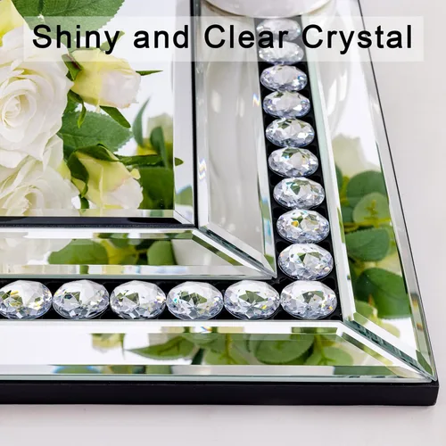 Vista 2 de Espejo decorativo rectangular grande para decoración, espejo de pared de sala de estar de 28 x 40 pulgadas con marco de cristal de cristal, biselado