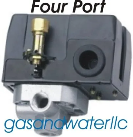 Vista 2 de Interruptor de presión resistente para compresor de aire 135-175 psi cuatro 4 puertos 26 amperios por lefoo