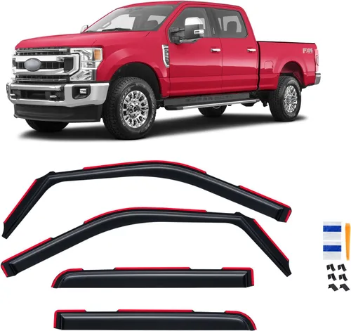 Vista 22 de Viseras de ventana para Chevrolet Silverado y GMC Sierra 1500 Crew Cab 2014-2018, protectores de lluvia, deflector de ventilación, sombra humo