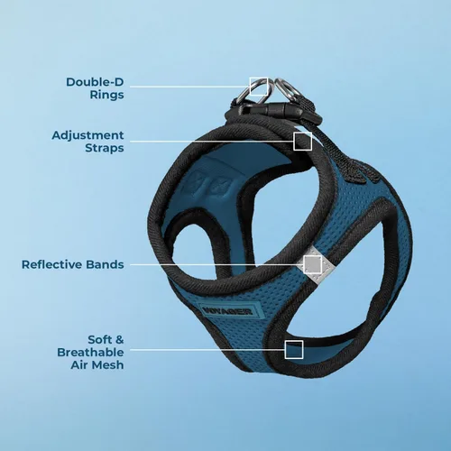 Vista 100 de Best Pet Supplies - Arnés de malla para todo tipo de clima, reflectante, antitirones, para perro y gato pequeño y mediano, con cierre de velcro